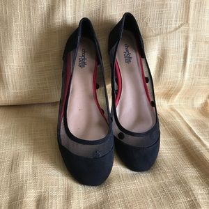 Black Polka-dot Mesh Flats